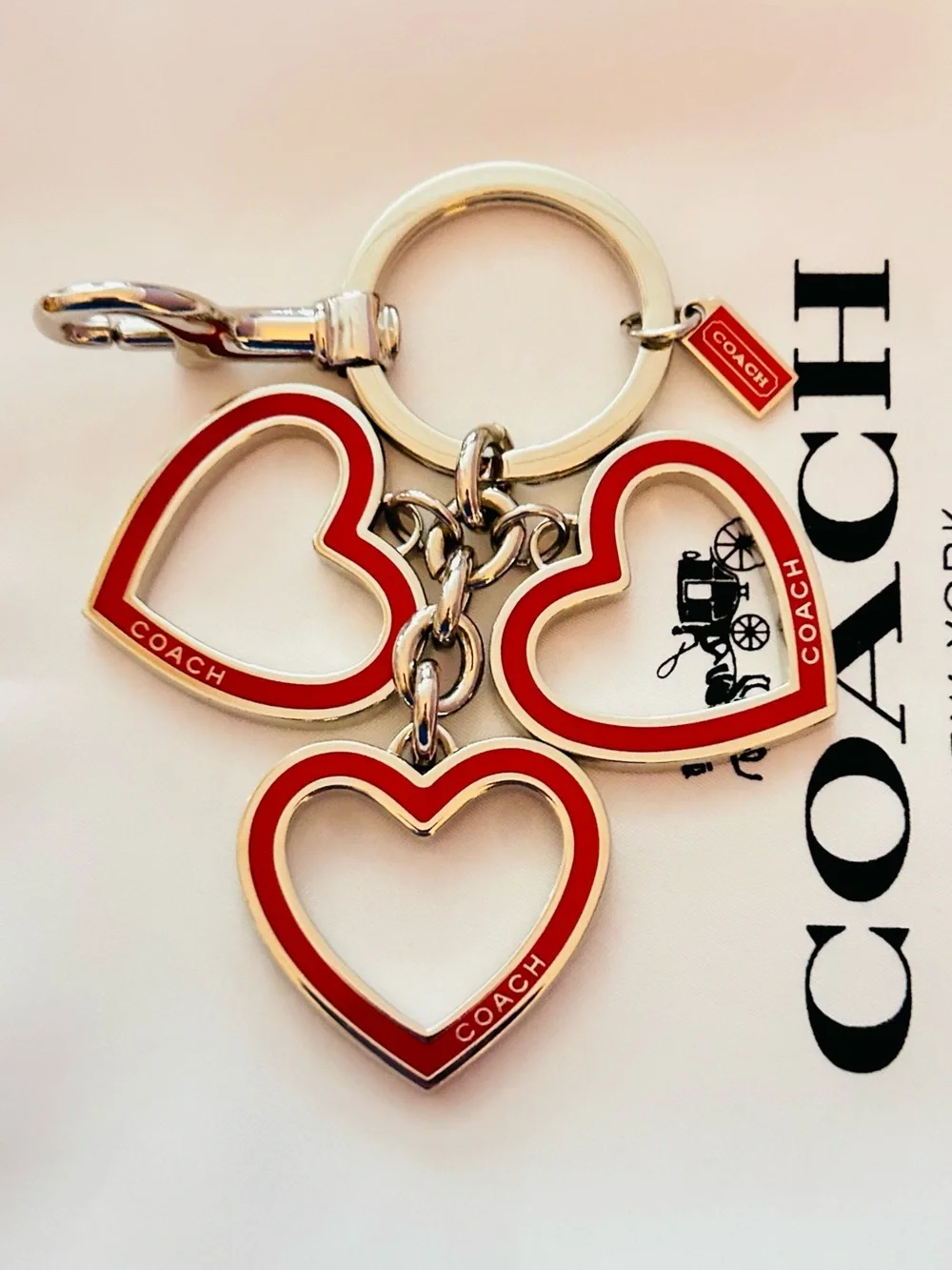 EXTREMELY RARE Coach Y2K Red Heart Keychain/ Bag Charm